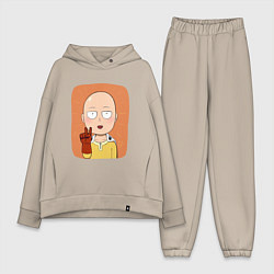 Женский костюм оверсайз Сайтама One Punch Man, цвет: миндальный