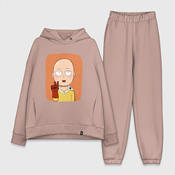 Женский костюм оверсайз Сайтама One Punch Man, цвет: пыльно-розовый