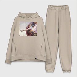 Женский костюм оверсайз Искусство, цвет: миндальный