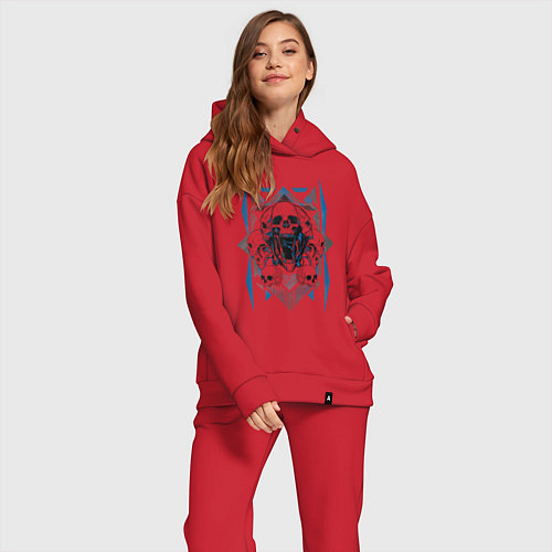 Женский костюм оверсайз ЧЕРЕПА / Красный – фото 2