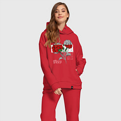 Женский костюм оверсайз Обещанный Неверленд Цветы Вида, цвет: красный — фото 2