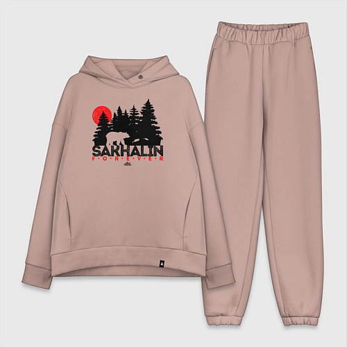 Женский костюм оверсайз Sakhalin forever / Пыльно-розовый – фото 1