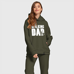 Женский костюм оверсайз Лучший папа, цвет: хаки — фото 2