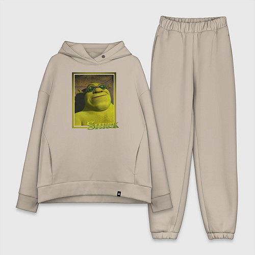 Женский костюм оверсайз Шрек в очках / Миндальный – фото 1