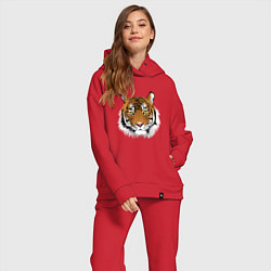 Женский костюм оверсайз Тигр, цвет: красный — фото 2