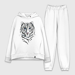 Женский костюм оверсайз Белый тигр, цвет: белый