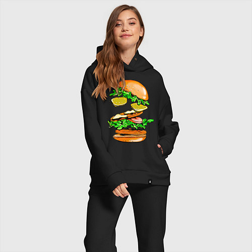 Женский костюм оверсайз King Burger / Черный – фото 2