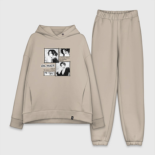 Женский костюм оверсайз Oh wait Sherlock / Миндальный – фото 1