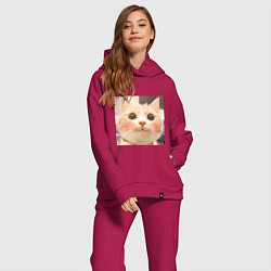 Женский костюм оверсайз Мем про котов, цвет: маджента — фото 2