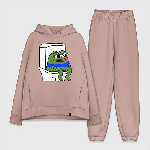 Женский костюм оверсайз Лягушонок пепе / Пыльно-розовый – фото 1