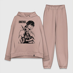 Женский костюм оверсайз Ророноа Зоро One Piece, цвет: пыльно-розовый