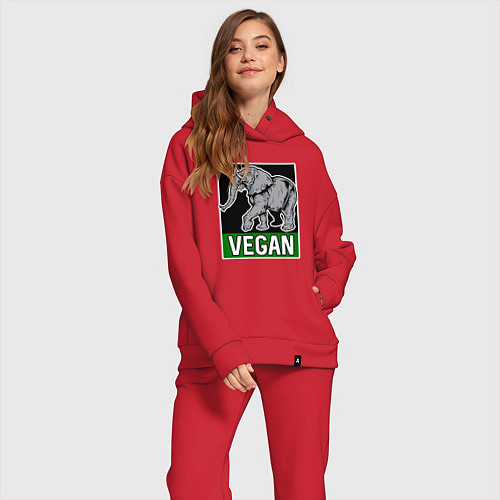 Женский костюм оверсайз Vegan elephant / Красный – фото 2