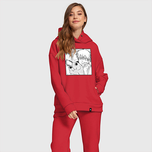 Женский костюм оверсайз Человек — бензопила / Красный – фото 2