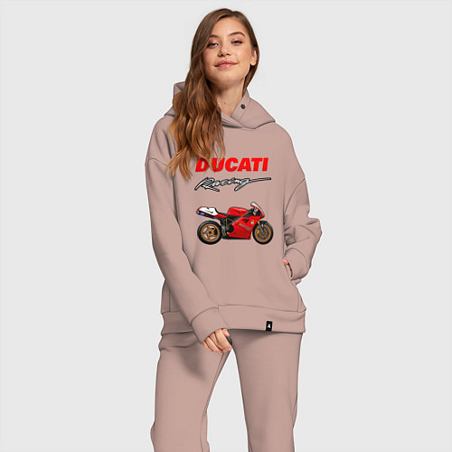 Женский костюм оверсайз DUCATI ДУКАТИ MOTOSPORT / Пыльно-розовый – фото 2