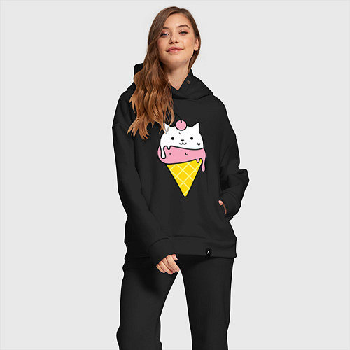 Женский костюм оверсайз Ice Cream Cat / Черный – фото 2