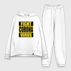 Женский костюм оверсайз Fight Corona Virus, цвет: белый