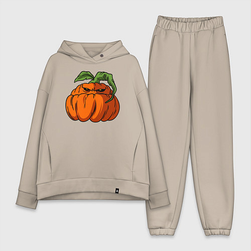 Женский костюм оверсайз Сердитый тыквенсон / Миндальный – фото 1