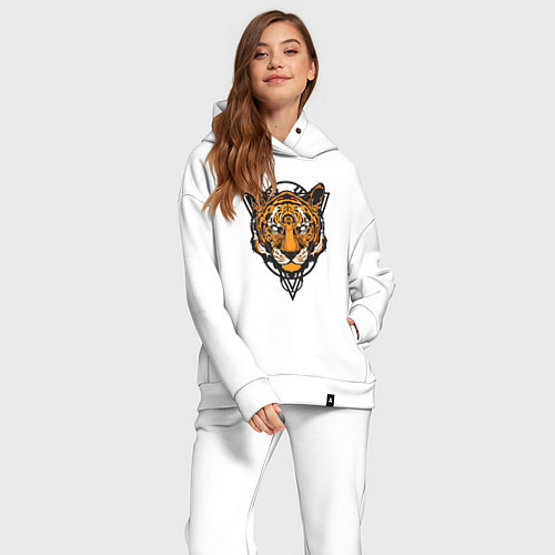 Женский костюм оверсайз Tiger Style / Белый – фото 2