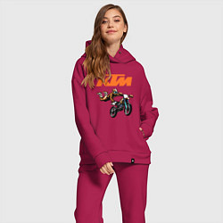 Женский костюм оверсайз KTM МОТОКРОСС Z, цвет: маджента — фото 2