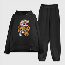 Женский костюм оверсайз Tiger Skull, цвет: черный