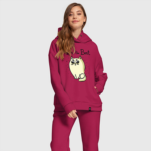 Женский костюм оверсайз Самый лучший кот / Маджента – фото 2