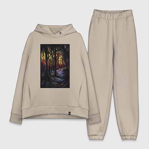 Женский костюм оверсайз Деревья в ночи / Миндальный – фото 1