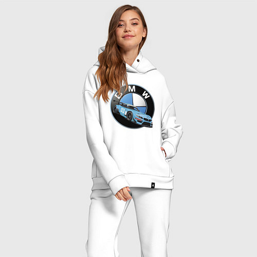 Женский костюм оверсайз BMW самая престижная марка автомобиля / Белый – фото 2