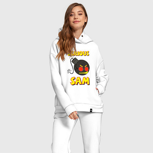Женский костюм оверсайз Serious Sam Bomb Logo / Белый – фото 2