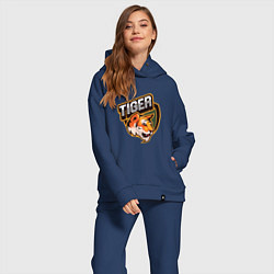 Женский костюм оверсайз Тигр Tiger логотип, цвет: тёмно-синий — фото 2