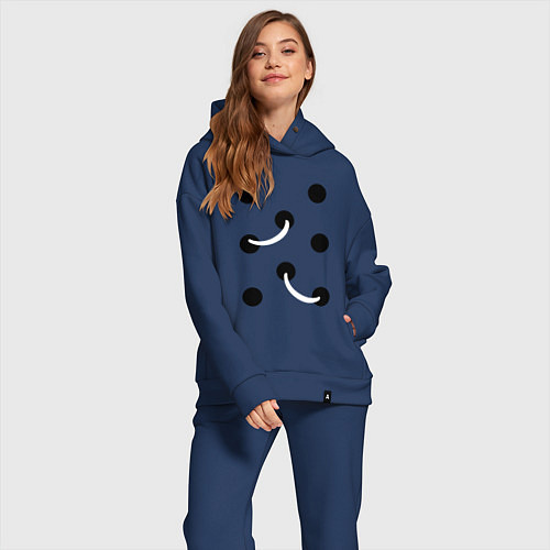 Женский костюм оверсайз Иллюзия номер 1 / Тёмно-синий – фото 2