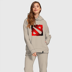 Женский костюм оверсайз ЧЁРНО КРАСНОЕ ЛОГО ДОТА 2 DOTA 2 LOGO, цвет: миндальный — фото 2