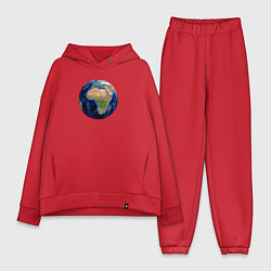 Женский костюм оверсайз Планета солнечной системы земля, цвет: красный