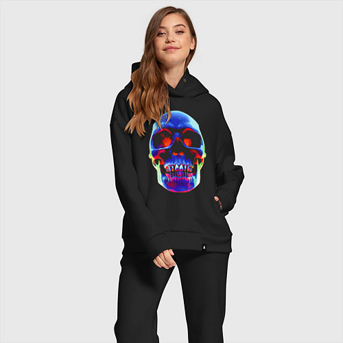 Женский костюм оверсайз Cool neon skull / Черный – фото 2