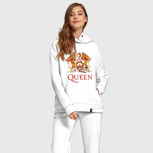 Женский костюм оверсайз Queen, логотип / Белый – фото 2