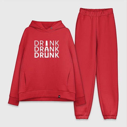 Женский костюм оверсайз DRINK DRANK DRUNK / Красный – фото 1