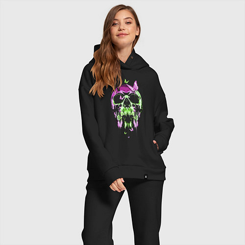 Женский костюм оверсайз Skull & Butterfly Neon / Черный – фото 2