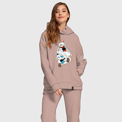 Женский костюм оверсайз Чашки Cuphead, цвет: пыльно-розовый — фото 2