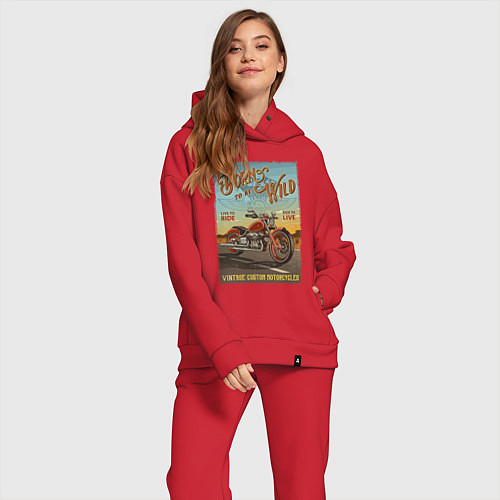 Женский костюм оверсайз Born to be wild! / Красный – фото 2