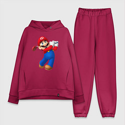 Женский костюм оверсайз Марио - крутейший гольфист Super Mario, цвет: маджента