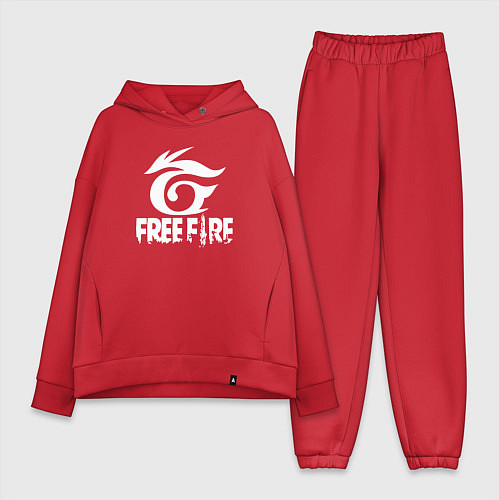 Женский костюм оверсайз Free Fire - белый лого / Красный – фото 1