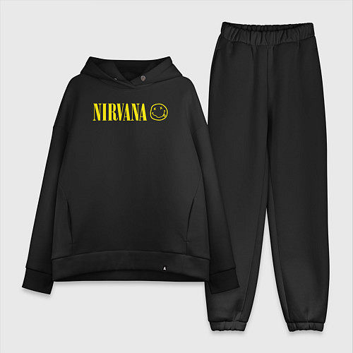 Женский костюм оверсайз Nirvana logo / Черный – фото 1