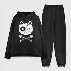 Женский костюм оверсайз Голова кота Skull Hype, цвет: черный
