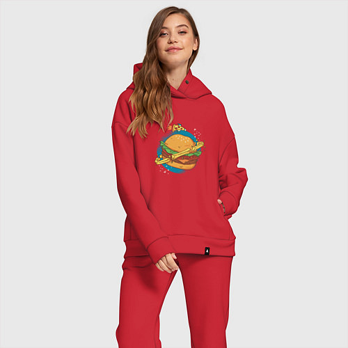 Женский костюм оверсайз Бургер Планета Planet Burger / Красный – фото 2