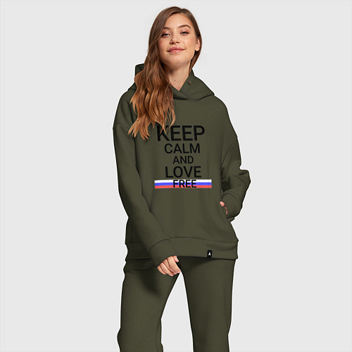 Женский костюм оверсайз Keep calm Free Свободный / Хаки – фото 2