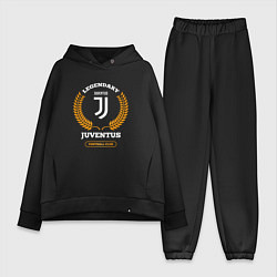 Женский костюм оверсайз Лого Juventus и надпись Legendary Football Club, цвет: черный