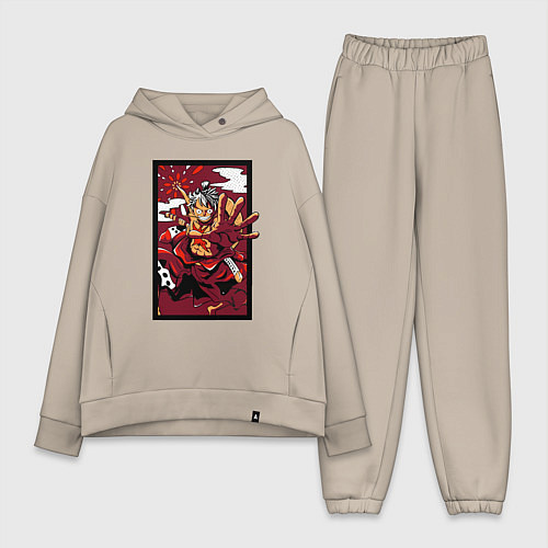 Женский костюм оверсайз ЛУФФИ 5 ЙОНКО ONE PIECE / Миндальный – фото 1