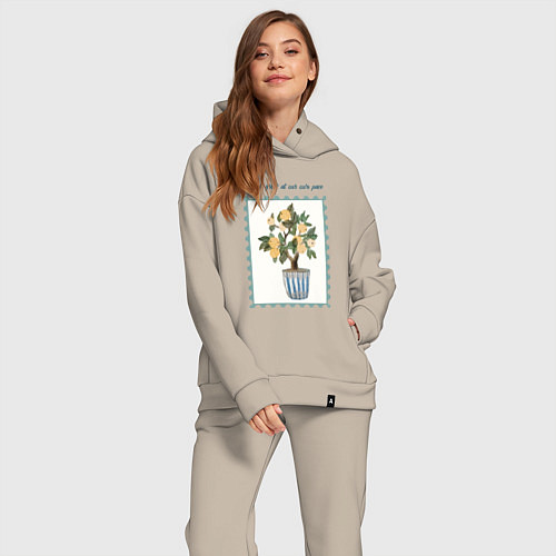 Женский костюм оверсайз Мы все растем в своем ритме / Миндальный – фото 2