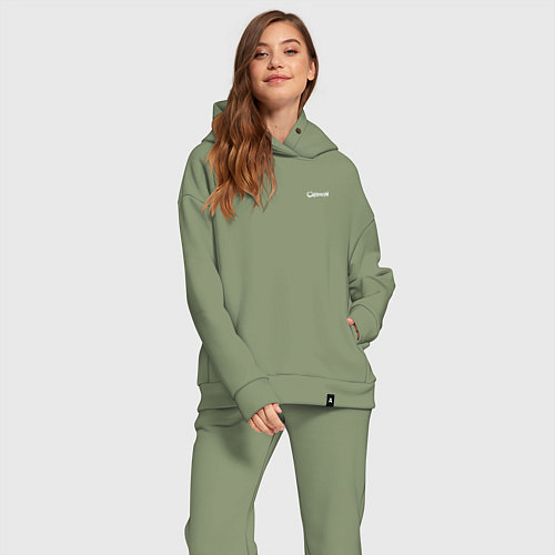 Женский костюм оверсайз Chaoseum White mini logo / Авокадо – фото 2