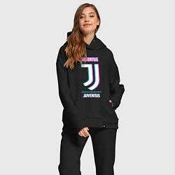 Женский костюм оверсайз Juventus FC в стиле Glitch, цвет: черный — фото 2