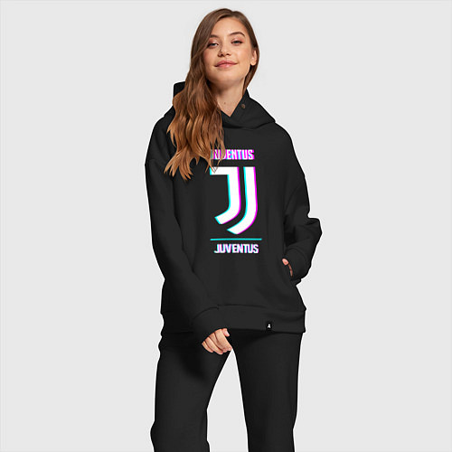 Женский костюм оверсайз Juventus FC в стиле Glitch / Черный – фото 2